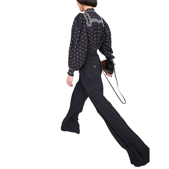 Ulla Johnson Alandra Wide Leg Pants Raven Black Size 4 NWT $425 - Picture 2 of 16